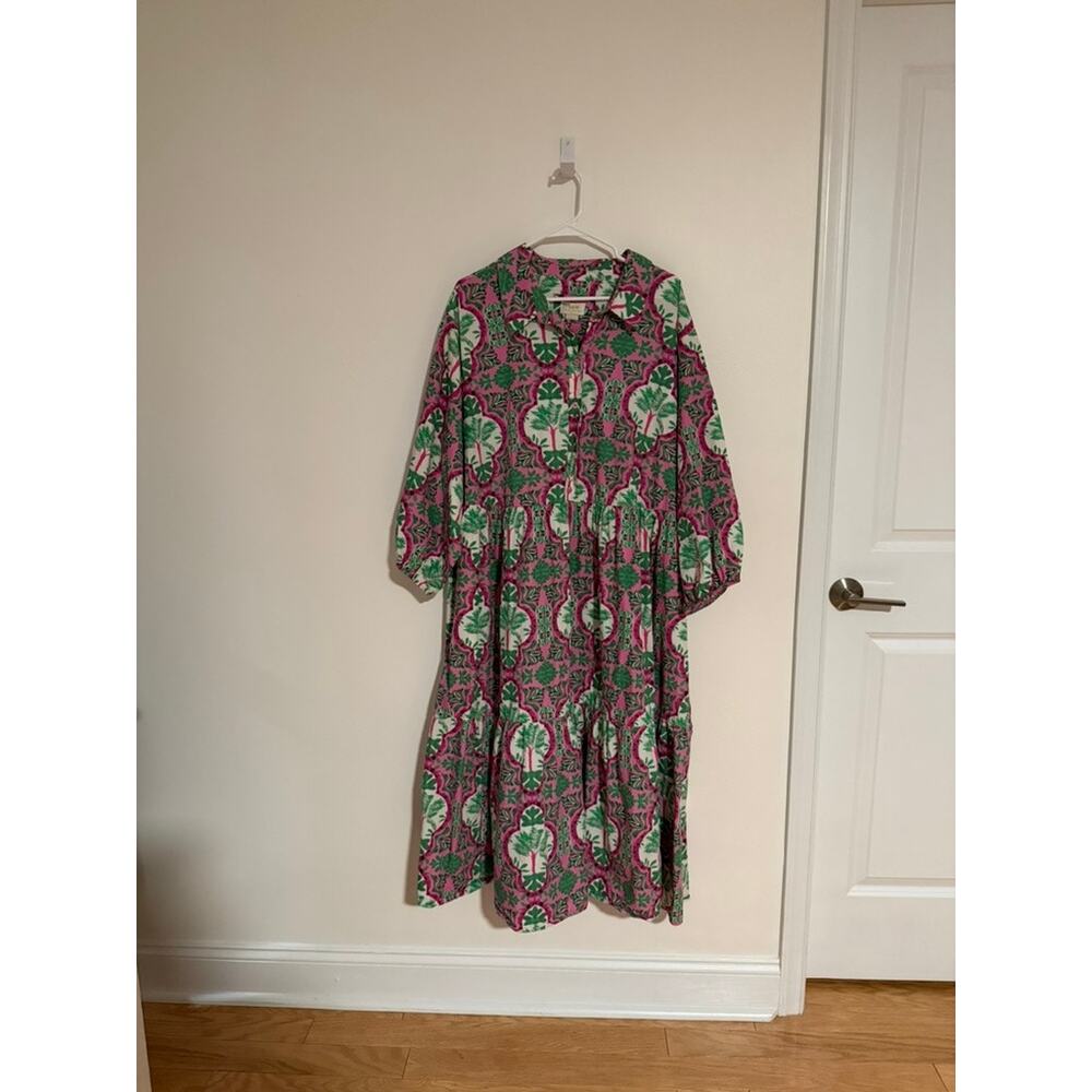Anthropologie’s Maeve The Bettina Tiered Shirt Dress in Pink, EUC, Size 3X - Picture 3 of 4